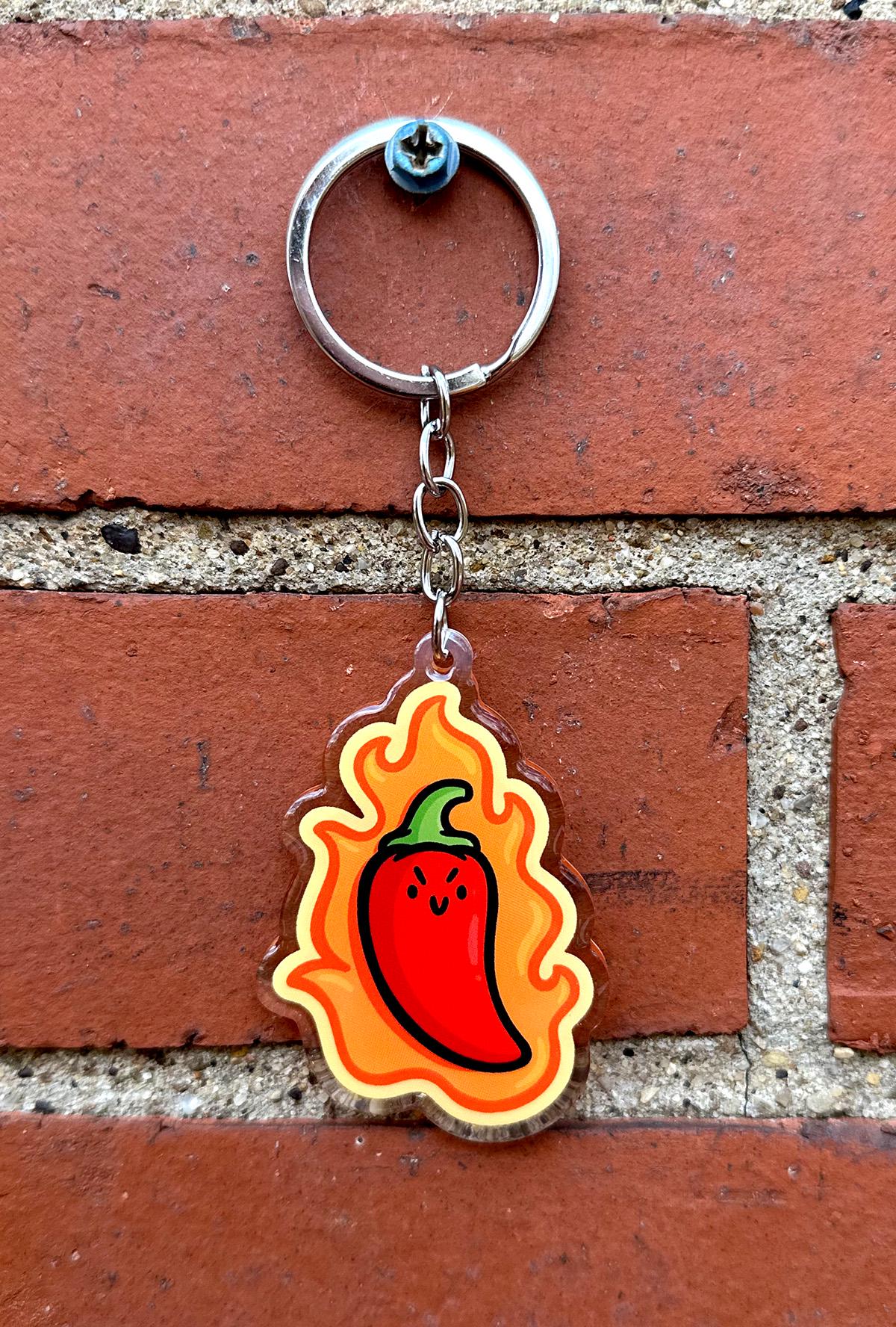 Hot Chili Pepper Keychain | Cute Acrylic Keychain | Spicy Pepper