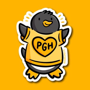 Pittsburgher Penguin Sticker| Weatherproof Vinyl Sticker| Cute Pittsburgh Sticker |PGH Sticker | Yinzer sticker | pittsburgh penguin sticker