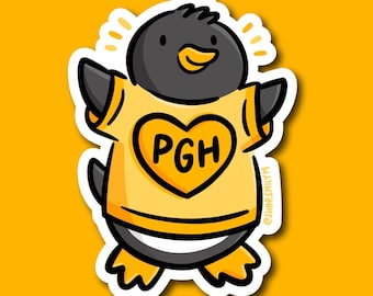 Pittsburgher Penguin Sticker| Weatherproof Vinyl Sticker| Cute Pittsburgh Sticker |PGH Sticker | Yinzer sticker | pittsburgh penguin sticker