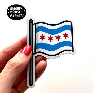 Chicago Flag Magnet | Weatherproof Vinyl Magnet | Chicago City | Chicago Magnet | Cute Chicago Gift | Kawaii Magnet | Chicago Souvenier