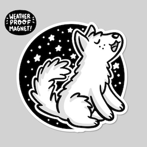 Wolf Howling At The Moon Car Magnet - 5 Inch Decorative Magnet For Car, Locker, Or Refrigerator