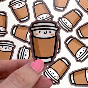 Mini To go Coffee Cup Vinyl Sticker | Waterproof Phone Sticker | cute coffee sticker | coffee cup sticker | coffee drinker sticker | kawaii
