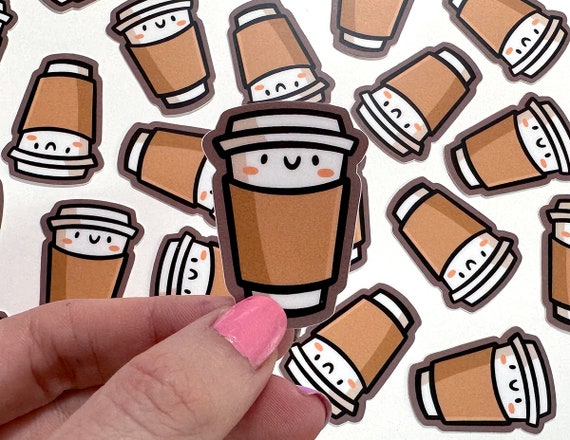 Mini To go Coffee Cup Vinyl Sticker | Waterproof Phone Sticker | cute coffee sticker | coffee cup sticker | coffee drinker sticker | kawaii