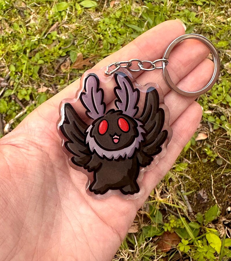 Mothman Key Chain Mothman Keychain | Cute Acrylic Keychain| Black Moth Keychain | Cute ...
