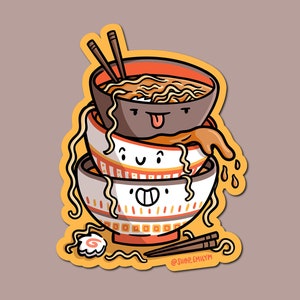 Stacked Ramen Bowls Sticker| Weatherproof Vinyl Sticker| Kawaii ramen Sticker| tonkotsu ramen sticker | ramen noodle sticker | kawaii food