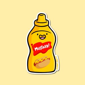 Mustard Sticker | Weatherproof Vinyl Sticker| Kawaii food Sticker| yellow mustard art | bottle of mustard sticker | cute condiments sticker