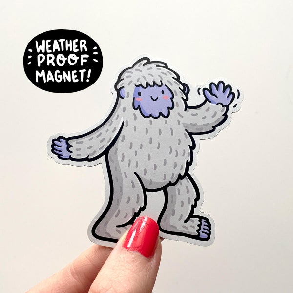 Yeti Weatherproof Magnet | Sasquatch Waterproof Car Magnet | Cryptids Artwork | Cute Monster Magnets | Strong Car Magnet | Cute Yeti Magnet