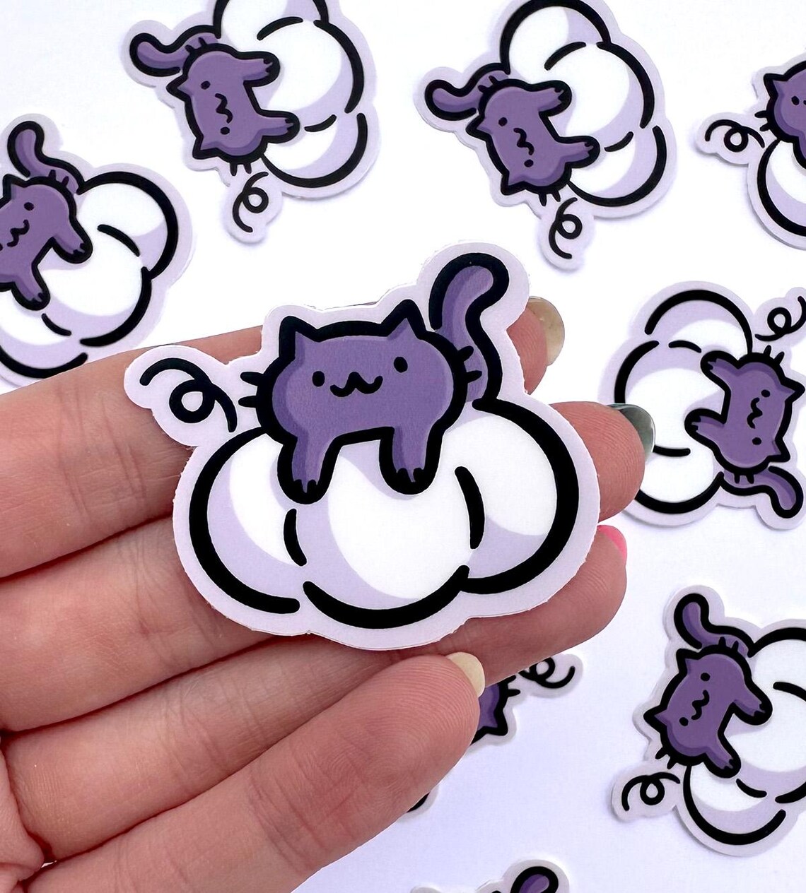Mini White Pumpkin Cat Sticker | Cute Halloween Sticker | Cute Fall ...