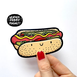 Chicago Hotdog Magnet | Weatherproof Magnet | Chicago dog | Chicago Magnet | Chicago style Food | Kawaii Food Magnet | Cute Car Magnet