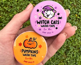 Halloween Washi Tape Bundle |kawaii halloween washi tape |cute washi tape | halloween stationery | pumpkin washi tape | witch cat washi tape