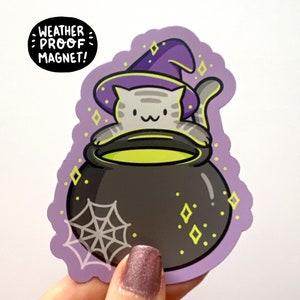 Cauldron Cat Magnet | Halloween Magnet | Cute Cat Magnet | Witch Magnet | Vinyl Magnet | Fridge Magnet | Cute Halloween Decoration