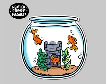 Fishbowl Magnet | Waterproof Vinyl Car Magnet | Cute Pet Fish Magnet | Goldfish Magnet | Cute Animal Magnet | Kawaii Animals Magnet