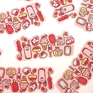 Strawberry Treats Sticker Weatherproof Vinyl Sticker Cute Strawberries Sticker Strawberry Art Happy food magnet cute pink magnet image 4