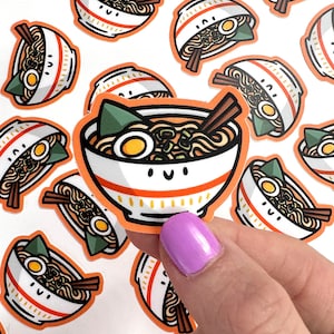 Mini Ramen Vinyl Sticker | Waterproof Phone Sticker | Cute Ramen Sticker | Ramen bowl sticker | japanese food sticker | anime food sticker