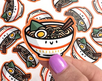 Mini Ramen Vinyl Aufkleber | Wasserfester Handy Aufkleber | Niedlicher Ramen-Aufkleber | Ramen Schüssel Aufkleber | japanisches Essen Aufkleber | Anime Food Aufkleber