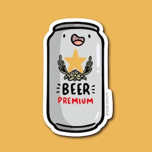 Japanese Beer Sticker | Weatherproof Vinyl Sticker | kawaii drinks sticker | can of beer sticker | cute beer sticker | Japan sticker
