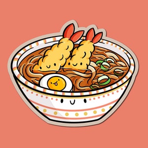 Tempura Udon Sticker | Bowl of Udon Sticker | Japanese Food | Anime Sticker | Japan Inspired | Kawaii Food Sticker | Tempura Shrimp Stickers