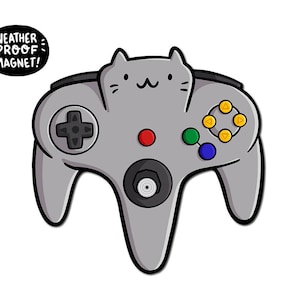 Gray Video Game Controller Magnet | retro gaming | Waterproof Vinyl Car Magnet | Retro video game magnet | retro artwork |console gaming art