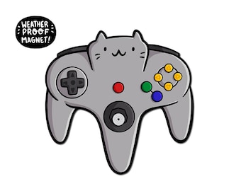 Gray Video Game Controller Magnet | retro gaming | Waterproof Vinyl Car Magnet | Retro video game magnet | retro artwork |console gaming art