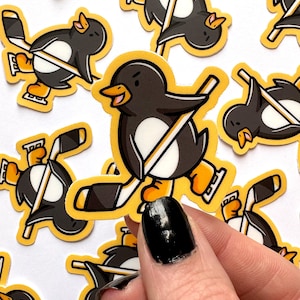Mini calcomanía de pingüino de hockey de Pittsburgh / calcomanía de hockey de Pittsburgh / calcomanía de hockey linda / calcomanía de pingüino linda / calcomanía de Pittsburgher