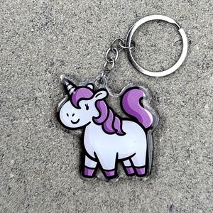 Unicorn Keychain | Cute Acrylic Keychain |magical keychain |kawaii unicorn keychain | purple unicorn keychain | kids keychain | cute unicorn