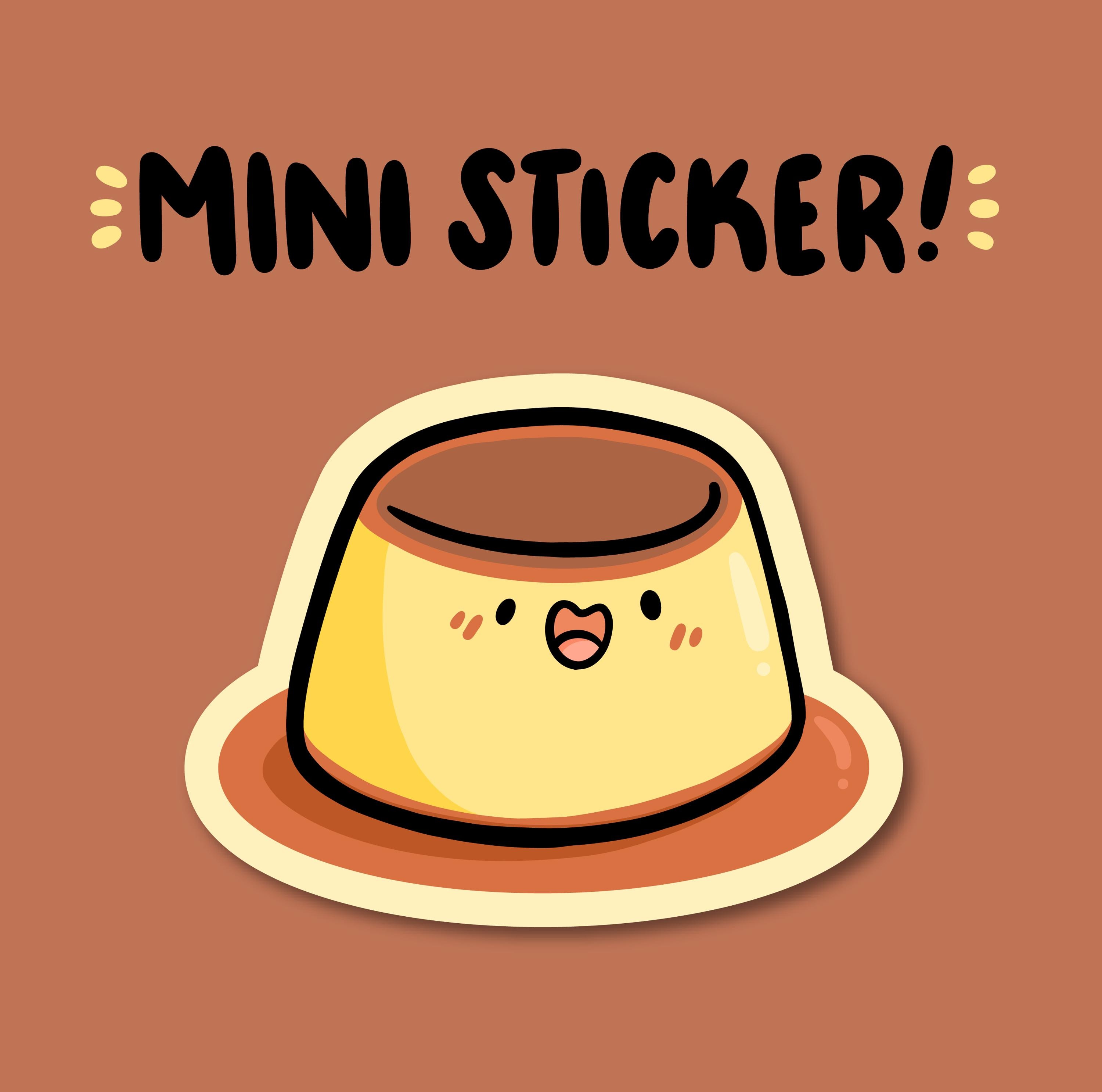 Sticker Pudding Purin Mini Sticker | Waterproof Sticker | Kawaii Food Sticker | Cute ...