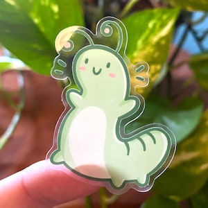 Mini Caterpillar Sticker | Waterproof Vinyl Sticker | Kawaii Bugs Sticker | Water Bottle Sticker | Clear Sticker | Cute Bugs Sticker | Art