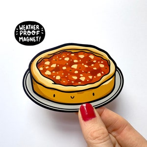 Chicago Pizza Magnet | Weatherproof Magnet | Chicago Style Pizza Magnet | Deep Dish Pizza Magnet | Cute Food Gift | Chicago Food Magnet