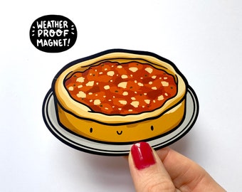 Chicago Pizza Magnet | Weatherproof Magnet | Chicago Style Pizza Magnet | Deep Dish Pizza Magnet | Cute Food Gift | Chicago Food Magnet