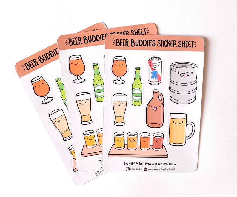 Beer Sticker Sheet Drinking Stickers Alcohol Gifts Etsy