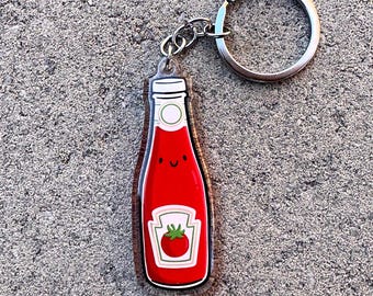 Ketchup-nyckelring | Akrylnyckelring | Flaska ketchup-nyckelring | söt Pittsburgh-nyckelring | Pittsburgh ketchup-nyckelring | Yinzer-nyckelring