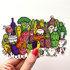 GIANT Food Dudes Sticker| Kawaii Vinyl Sticker | Cute Food Sticker | Kawaii Food Sticker | Cooking Sticker | Chef Sticker | Anime Food |