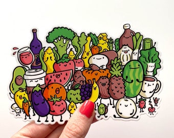 GIANT Food Dudes Sticker| Kawaii Vinyl Sticker | Süßer Food Sticker | Kawaii Food Sticker | Kochaufkleber | Koch Sticker | Anime Food |