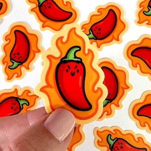 Spicy Pepper Mini Sticker | Waterproof Sticker | Kawaii  Food | Mini Water Bottle Sticker | Hot Pepper Sticker | Serrano Pepper Sticker