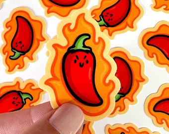 Spicy Pepper Mini Sticker | Waterproof Sticker | Kawaii  Food | Mini Water Bottle Sticker | Hot Pepper Sticker | Serrano Pepper Sticker
