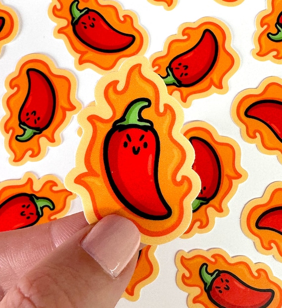 Spicy Pepper Mini Sticker | Waterproof Sticker | Kawaii  Food | Mini Water Bottle Sticker | Hot Pepper Sticker | Serrano Pepper Sticker