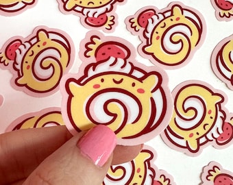 Strawberry Swiss Roll Mini Sticker | Waterproof Sticker |slice of cake | Cute cake sticker | swiss roll sticker | kawaii dessert sticker