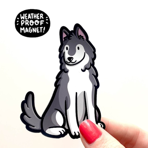 Husky Magnet | Waterproof Vinyl Magnet | Kawaii Style Magnet| Cute Dog Magnet| Cute Gray Husky Artwork| Kawaii Dog Magnet| cute Pet Magnet