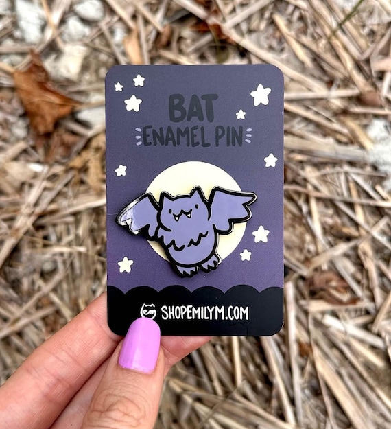 Bat Hard Enamel Pin | Kawaii Enamel Pin | cute bat enamel pin | kawaii enamel pin | cute halloween pin | cute vampire bat enamel pin