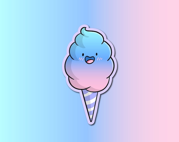 Cotton Candy Sticker | Weatherproof Vinyl Sticker | Waterproof Sticker | Kawaii Sticker | Cute Food Sticker | Fair Food | Desserts Sticker