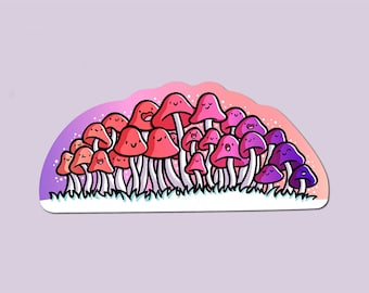 Colorful Mushrooms Sticker | Weatherproof Vinyl Sticker | Cute Mushroom Sticker | Kawaii Sticker| Cute Plant Sticker| Nature Sticker |Pastel
