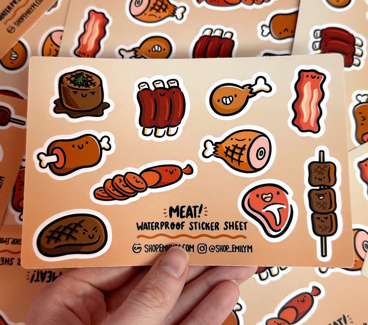 Meat Sticker Sheet |mini Waterproof Stickers |cute Meat Stickers | Meat ...