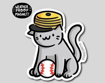 Vintage Pittsburgh Baseball Cat Magnet | Weatherproof Vinyl Magnet |Car Magnet |cute pittsburgh magnet | yinzer magnet | pittsburgh baseball