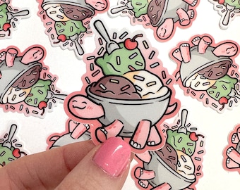 Ice Cream Turtle Mini Sticker | Waterproof Sticker |Kawaii Sticker |Cute turtle sticker | bowl of ice cream sticker | cute ice cream sticker