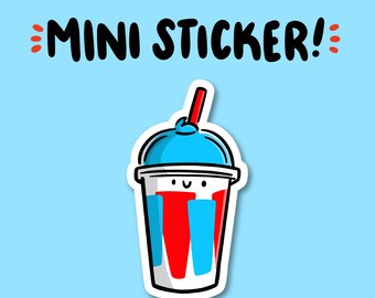 Blue Slushee Mini Sticker |Waterproof Sticker |Kawaii Food Sticker |cute drink sticker | blue raspberry drink |junk food sticker |blue slush