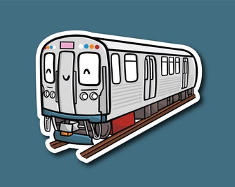 シカゴ電車ビニールステッカー | かわいいシカゴステッカー | L電車ステッカー | トラベルステッカー | かわいいステッカー | 防水シカゴステッカー
