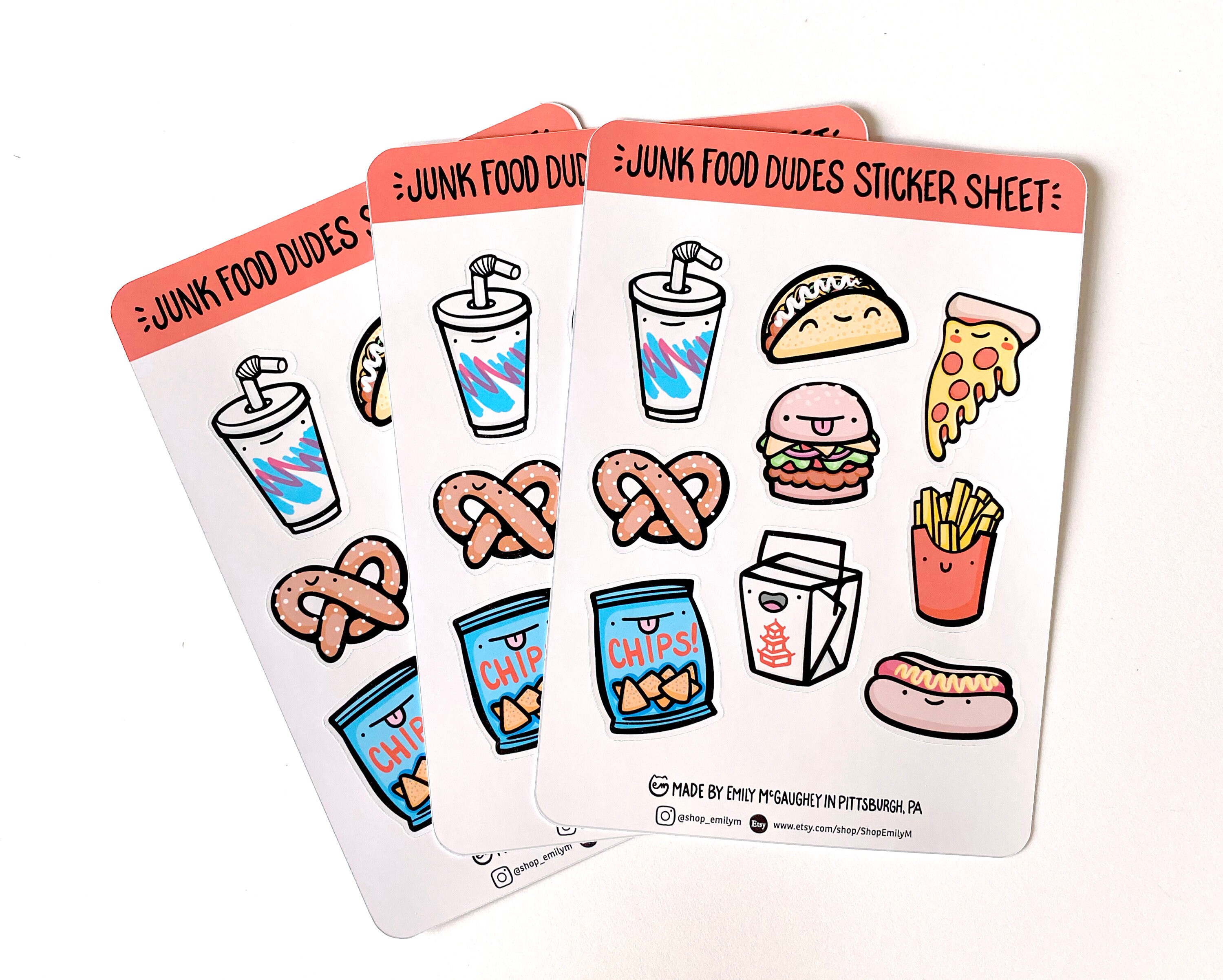 Junk Food Sticker Sheet Kawaii Foods Cute Planner Stickers | Etsy