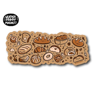 Breads Magnet | Cute food magnet | kitchen magnet| bakery magnet | baking bread magnet | sourdough bread magnet | slice of bread | croissant