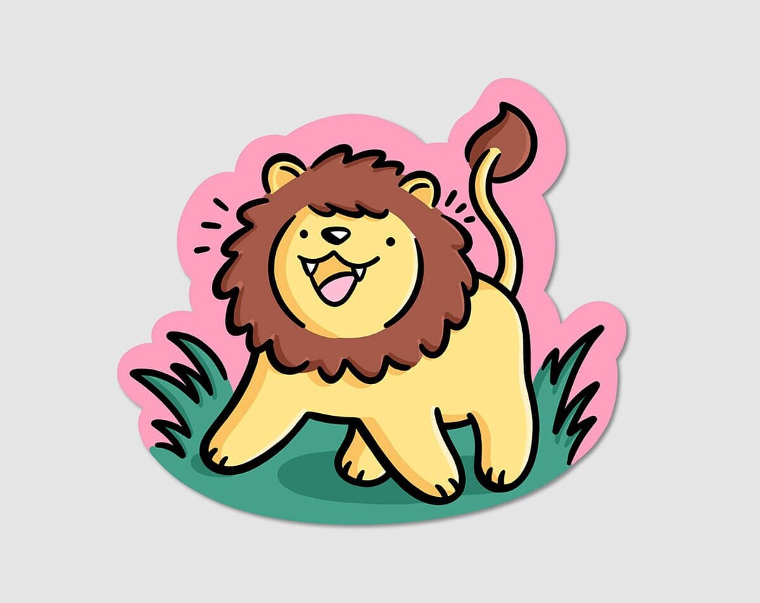 Lion Sticker | Weatherproof Vinyl Sticker | Cute Animals Sticker ...