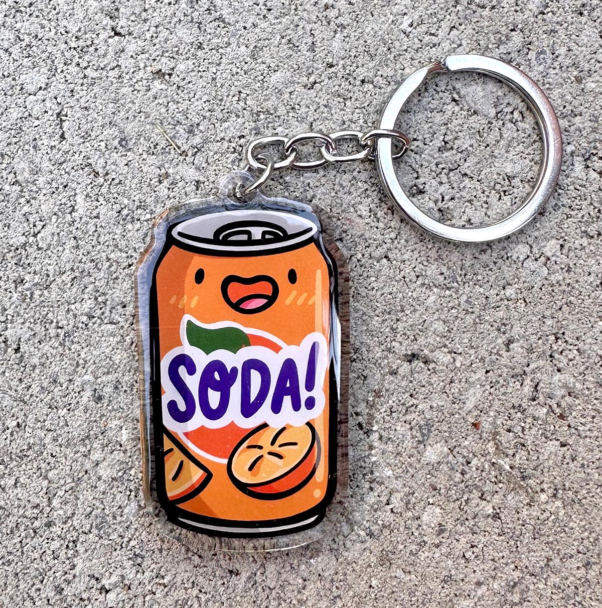 Orange Soda Keychain | Kawaii Food Keychain | Can of Pop Keychain